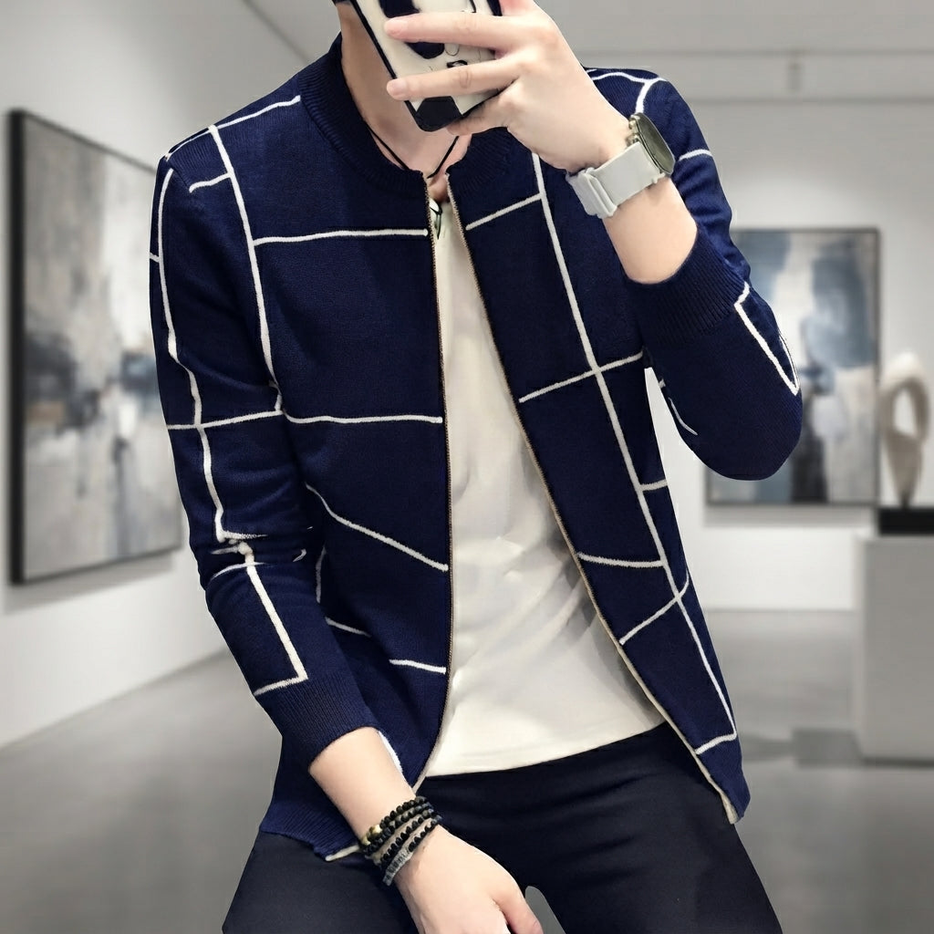 Grid Pattern Casual Jacket