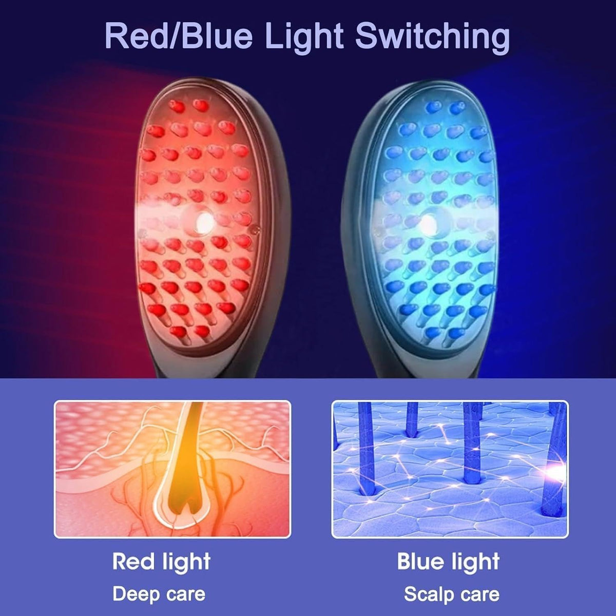 Electric 3D Scalp Massage Comb with Steam Spray & Red Blue Light