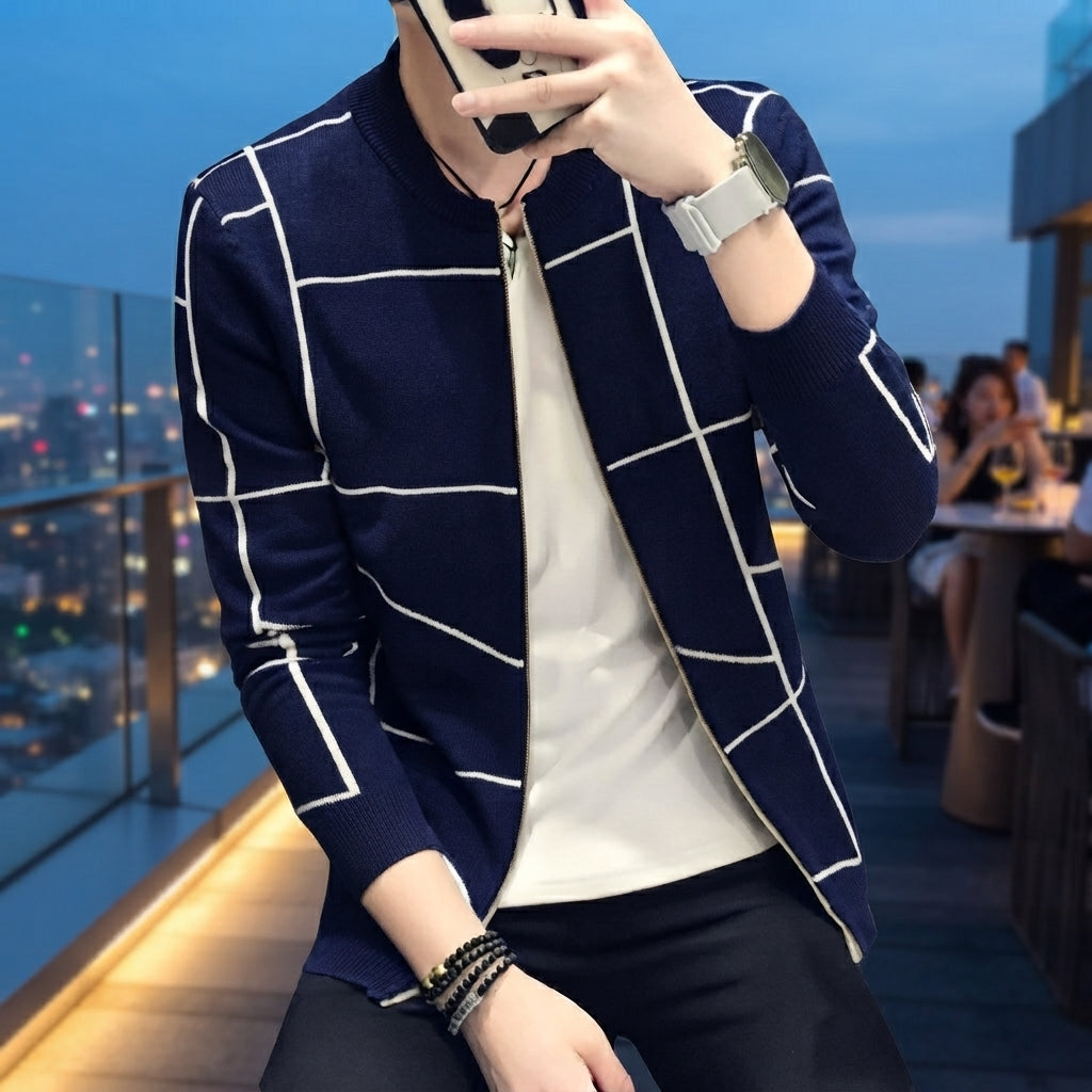 Grid Pattern Casual Jacket
