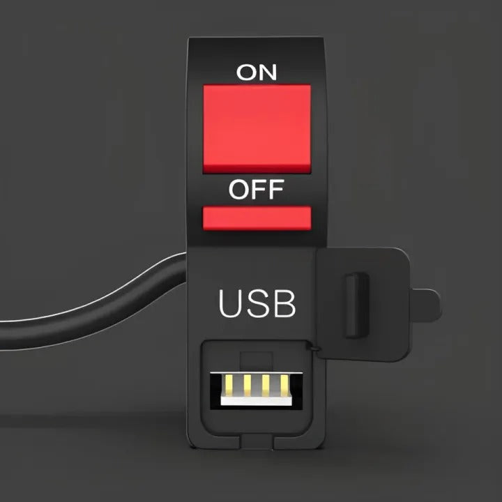 Universal Motorcycle Handlebar Switch with USB Port 5V 2A