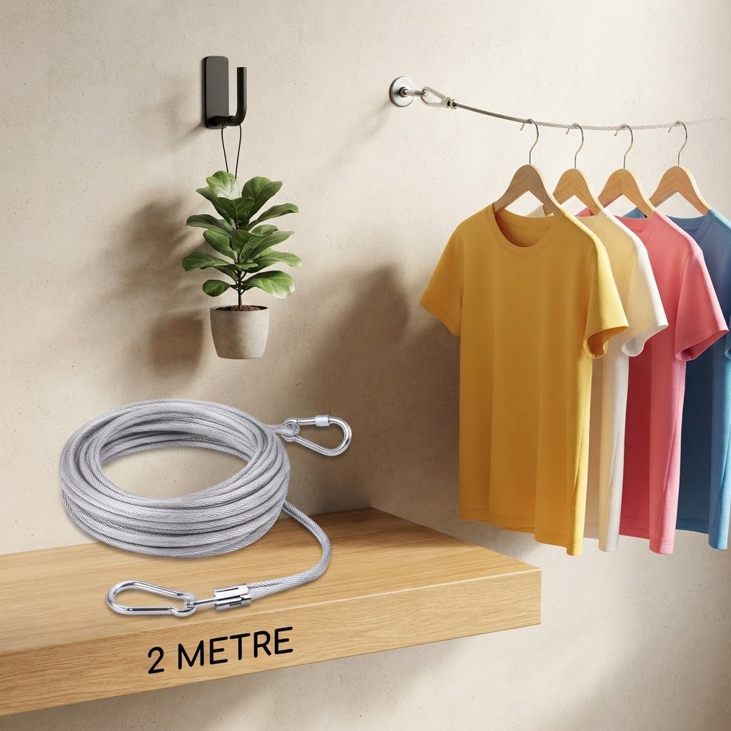 2-Metre Stainless Steel Clothes Heavy-Duty Portable Laundry Line