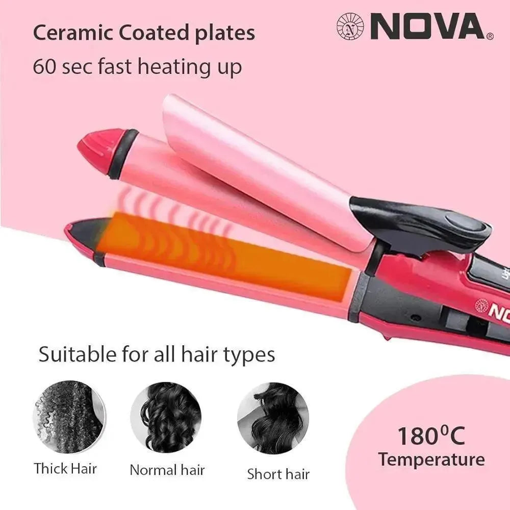 Nova Hair straightener & Curler | 2-in-1 Dual-Use Styling Smooth Straightening
