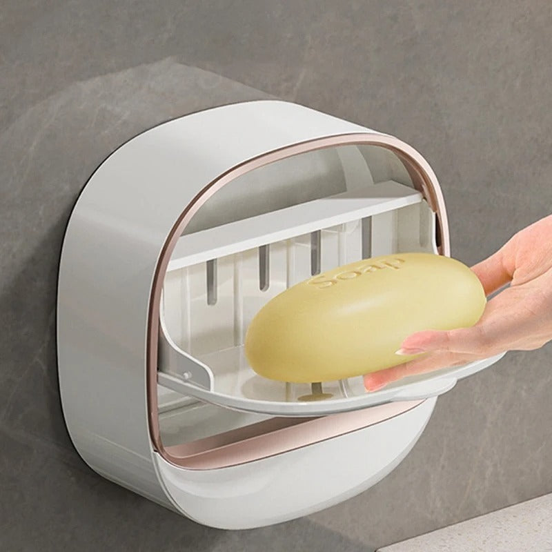 Wall-Mounted Flip-Cover Soap Holder – Stylish