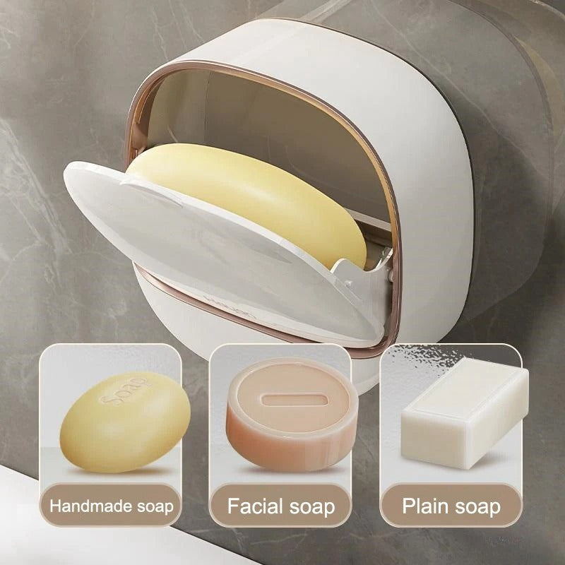 Wall-Mounted Flip-Cover Soap Holder – Stylish