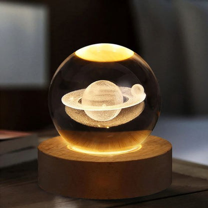 3D Crystal Ball LED Table Lamp With Laser Engraved Solar System