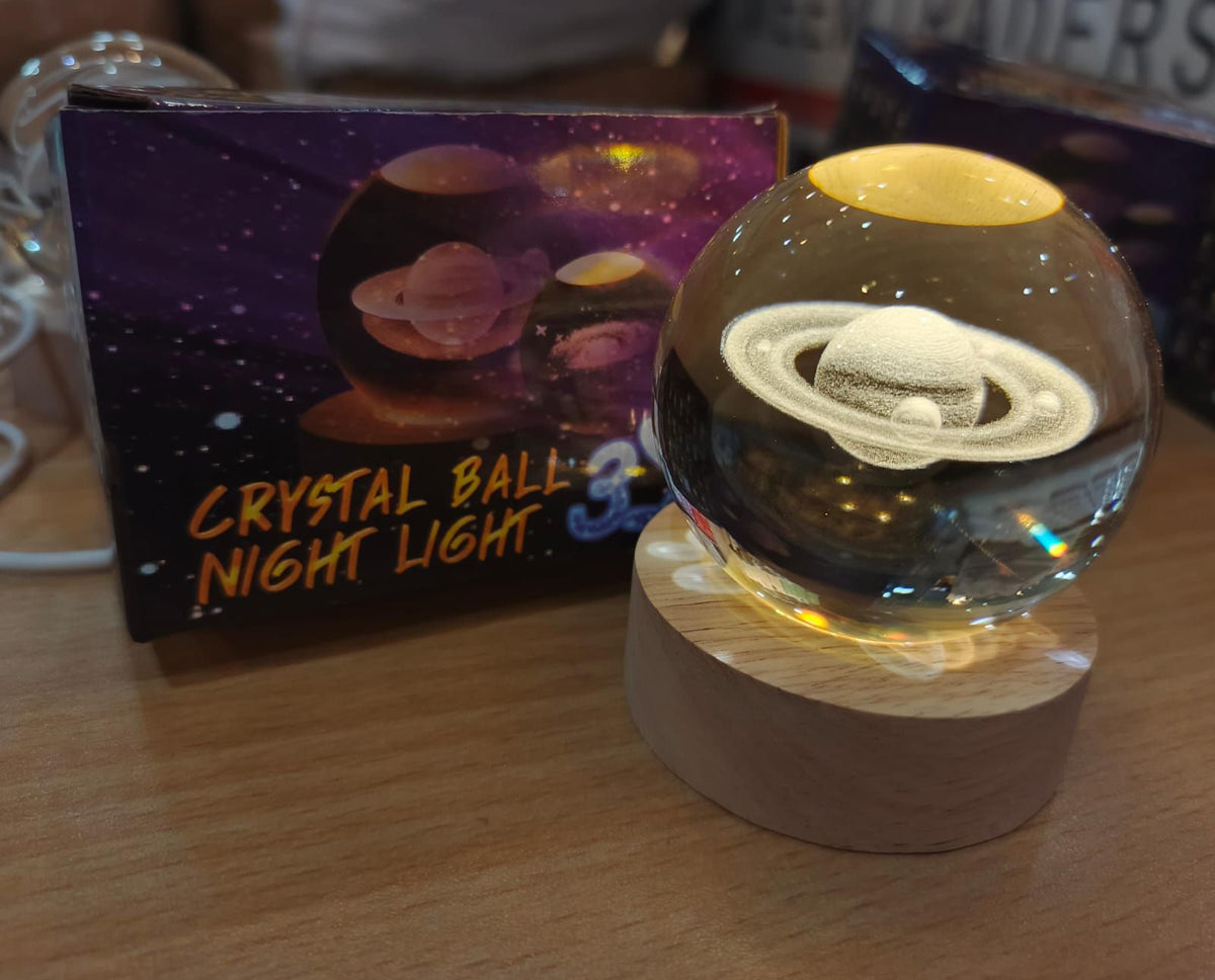 3D Crystal Ball LED Table Lamp With Laser Engraved Solar System