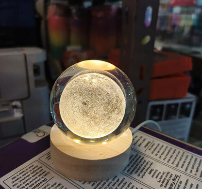 3D Crystal Ball LED Table Lamp With Laser Engraved Solar System