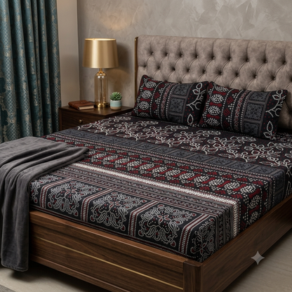 3D Crystal Cotton  Bedsheet Set