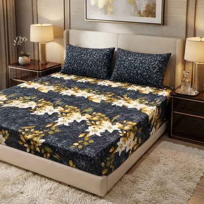 Gift Pack Bedsheet Cotton  Printed Set With King Size Sheet And 2 Pillow Covers