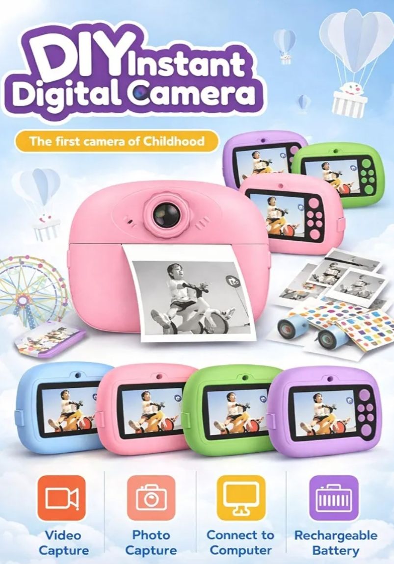Kids DIY Instant Digital Camera with Photo Printing