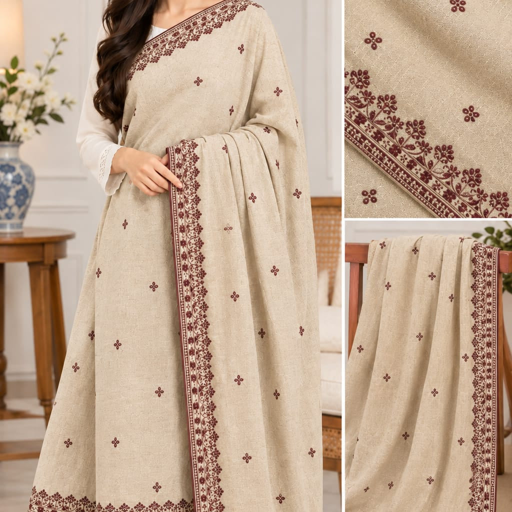 Premium Embroidered Wool Shawl