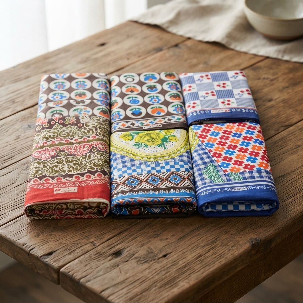 12 Pcs Classic Premium Pure Cotton Table-Printed Roti Romal