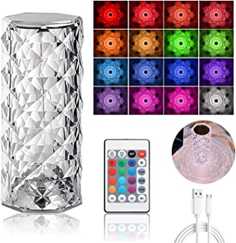 Rose Diamond Crystal Table Touch Sensor Light with Remote Control