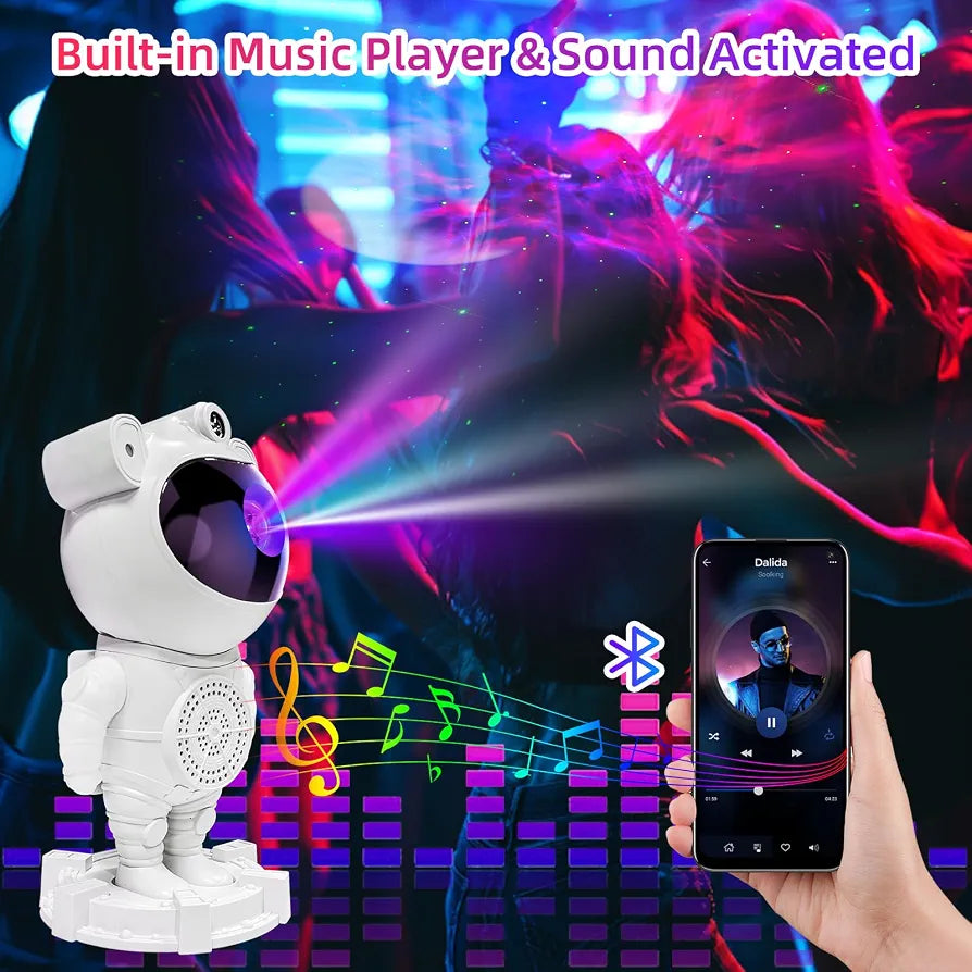Astronaut Galaxy Star Projector Lamp with Built-in Bluetooth Speaker &amp; Remote Control
