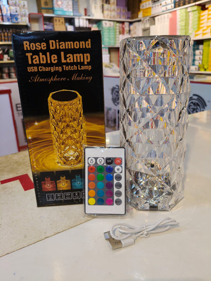 Rechargeable Rose Diamond Table Lamp with Wireless Remote