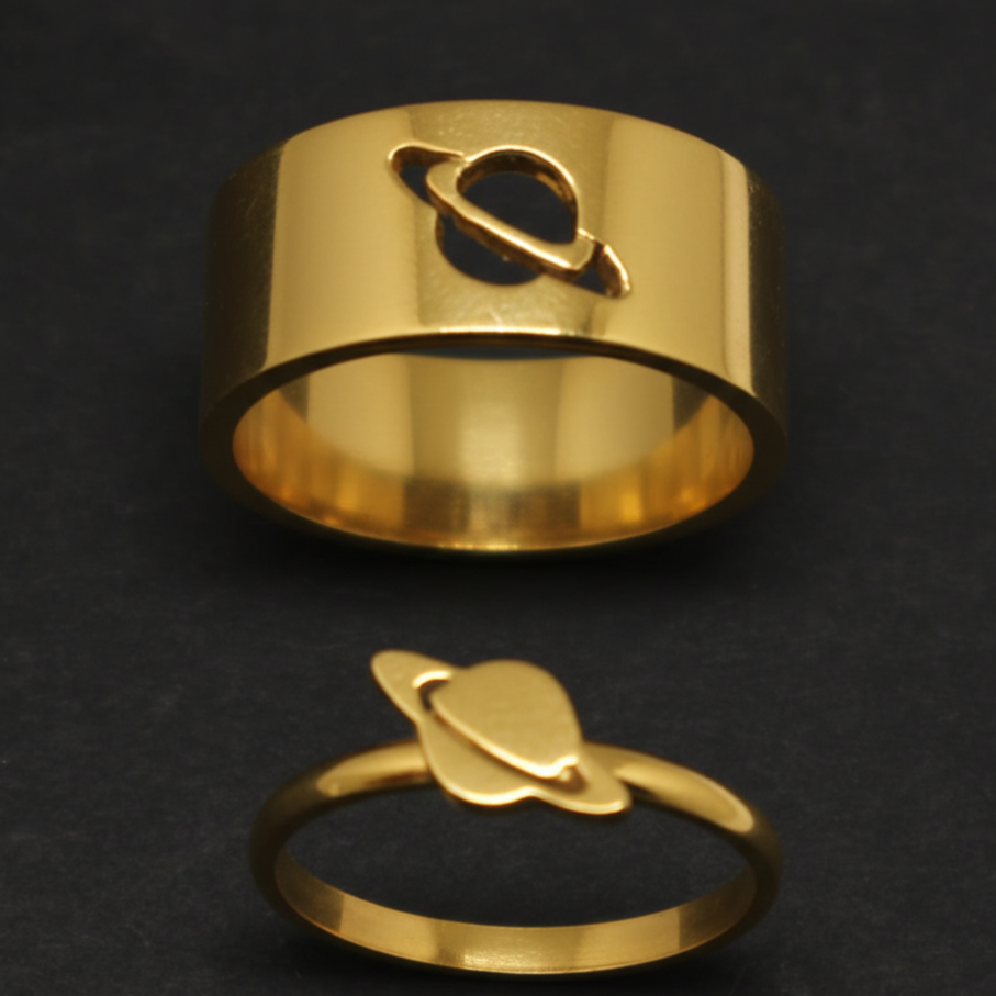 Planet Saturn Promise Couple Rings
