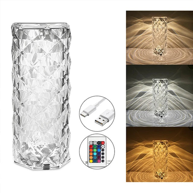 Rose Diamond Crystal Table Touch Sensor Light with Remote Control