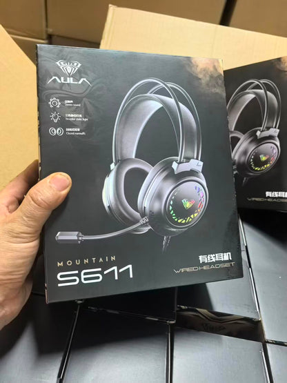 AULA S611 Wired Gaming Headset featuring immersive stereo sound