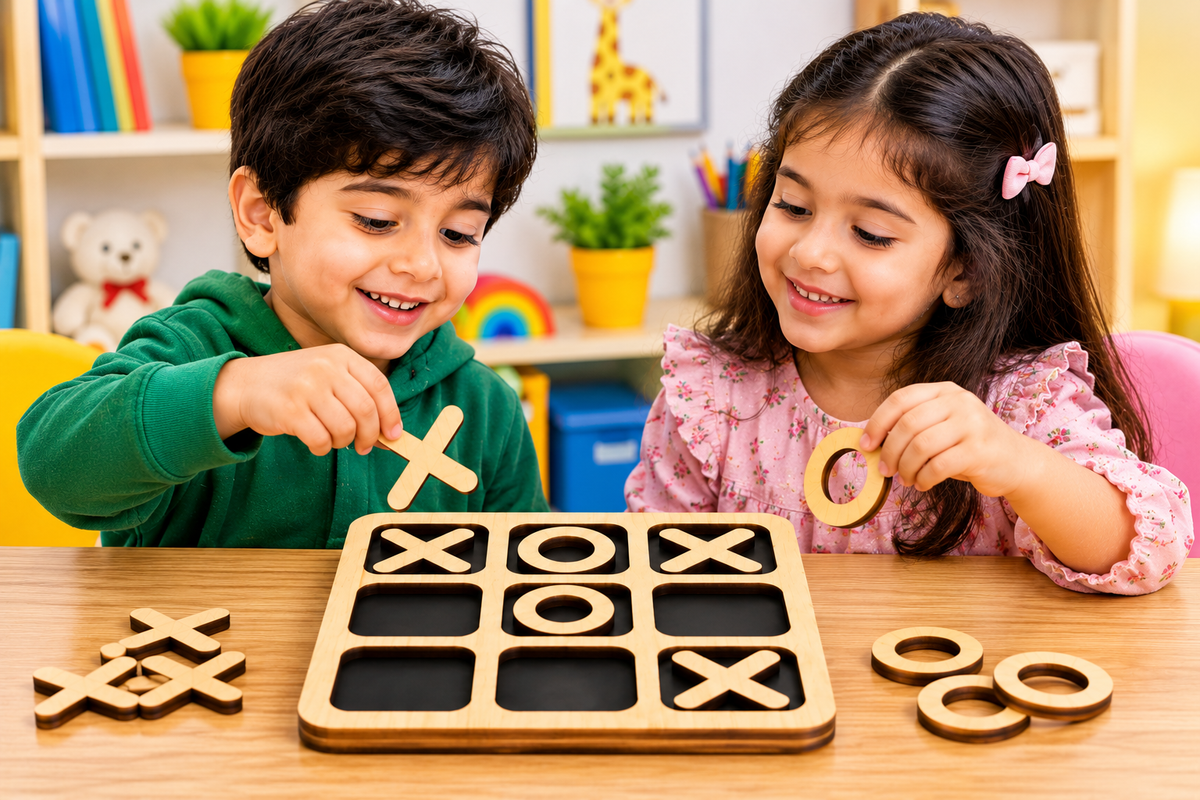 Wooden Tic Tac Toe Game - Educational Toy -
