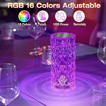 Rechargeable Rose Diamond Table Lamp with Wireless Remote