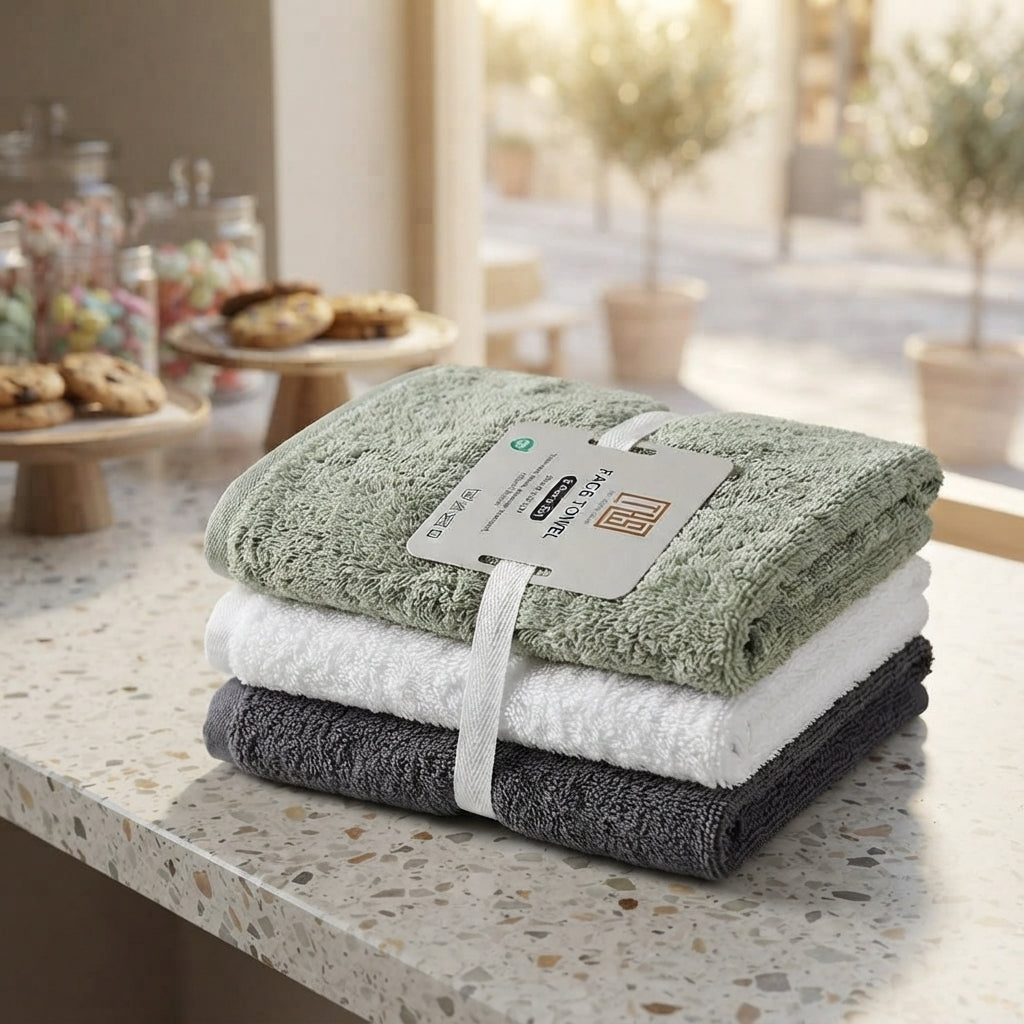 Premium 100% Cotton Face Towel  Soft Absorbent Washcloth