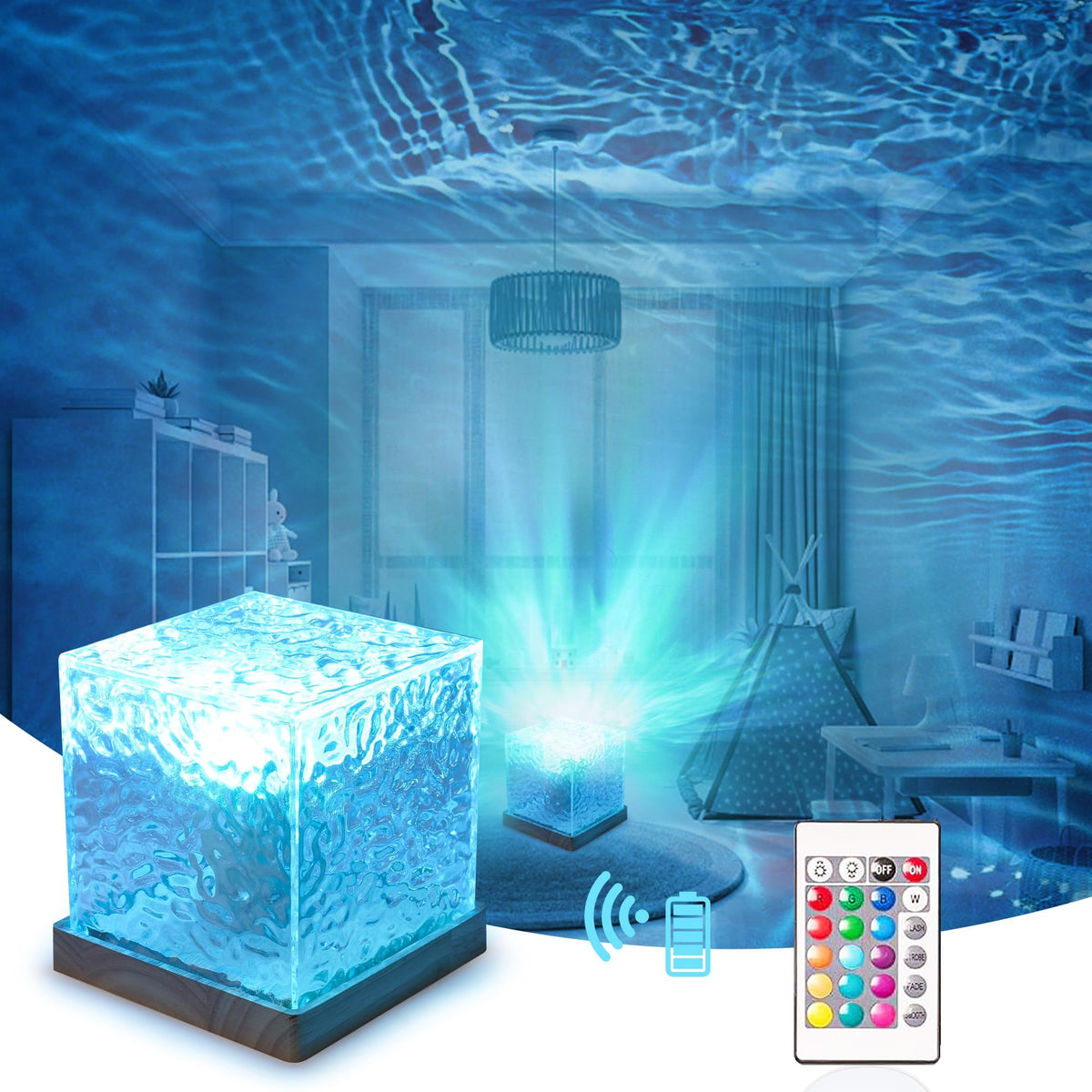 Dynamic Rotating Water Ripple Night Light
