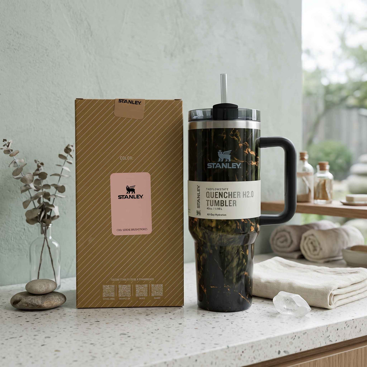 Premium Stainless Steel Tumbler - Marble Black