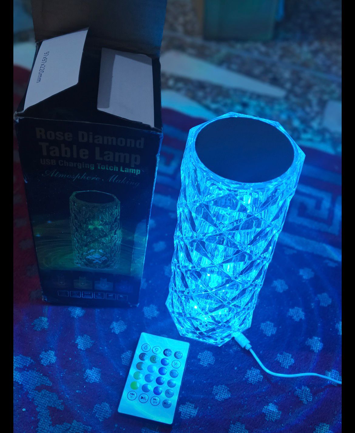 Rose Diamond Crystal Table Touch Sensor Light with Remote Control