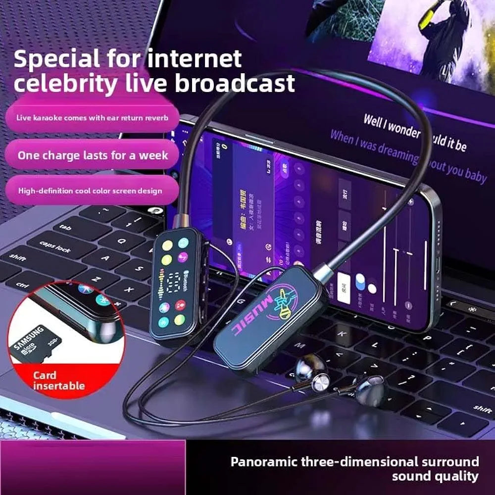 Mf Model YG17 Wireless Neckband Earphones With LED Display -