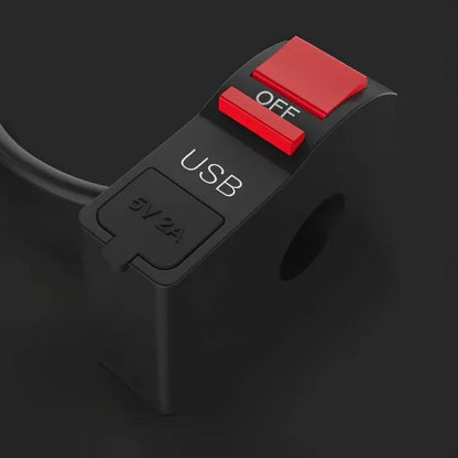 Universal Motorcycle Handlebar Switch with USB Port 5V 2A