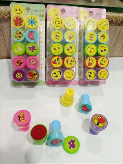 Pack of 10 - Cute Emoji Stamp Set Kids Arts 🤩