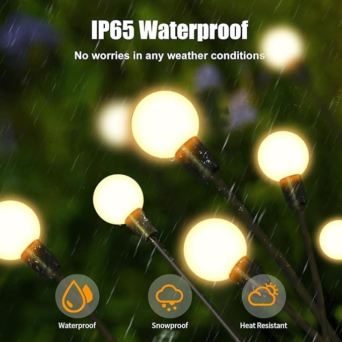 Garden Solar Powered Firefly Lights, Waterproof