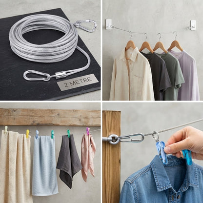 2-Metre Stainless Steel Clothes Heavy-Duty Portable Laundry Line
