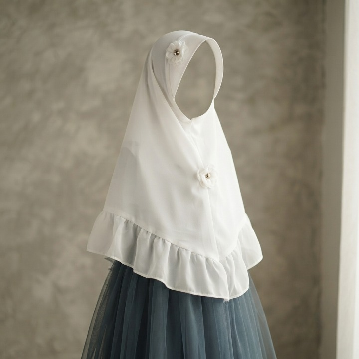 Kids Girls Hijab Korean Chiffon With Handmade Flower