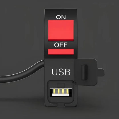 Universal Motorcycle Handlebar Switch with USB Port 5V 2A