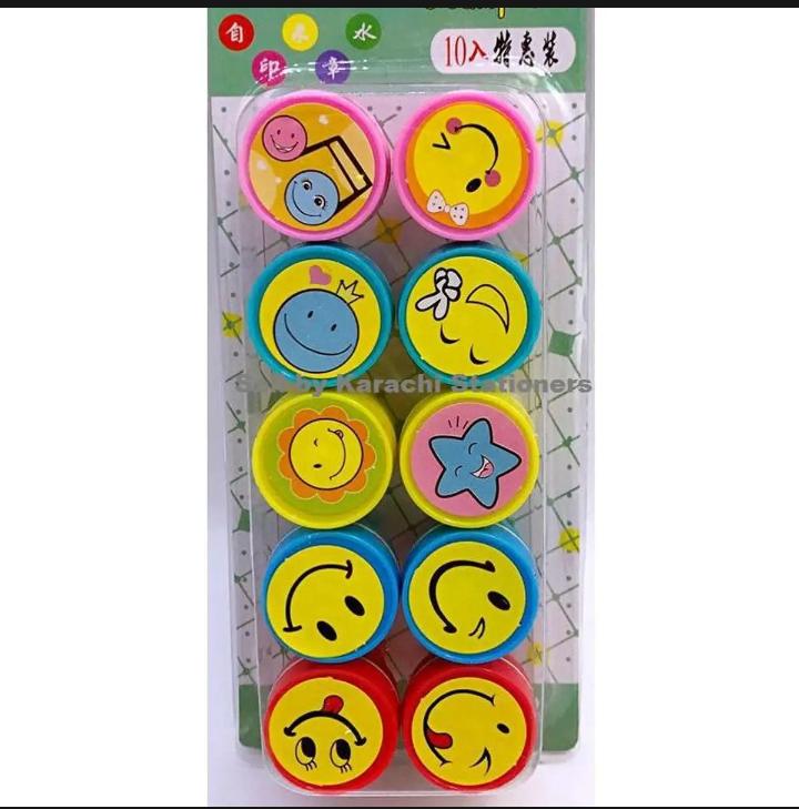 Pack of 10 - Cute Emoji Stamp Set Kids Arts 🤩