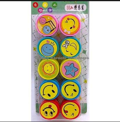 Pack of 10 - Cute Emoji Stamp Set Kids Arts 🤩