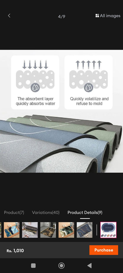 Modern Abstract Marble Design Bathroom Floor Mat