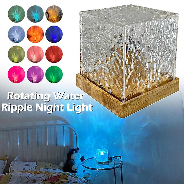 Dynamic Rotating Water Ripple Night Light