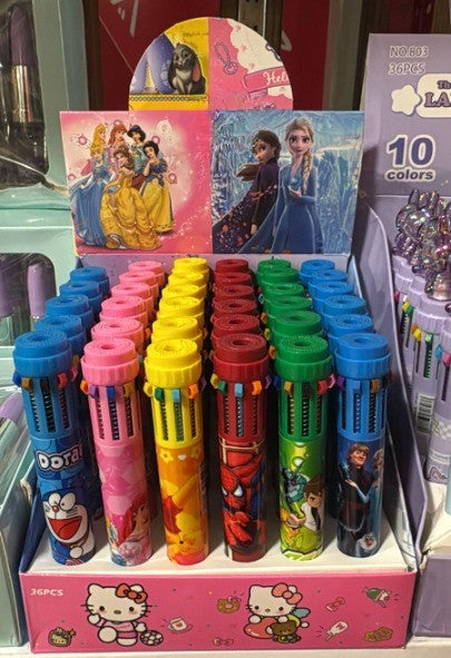 10 Color Cartoon Character Pens - Stationery