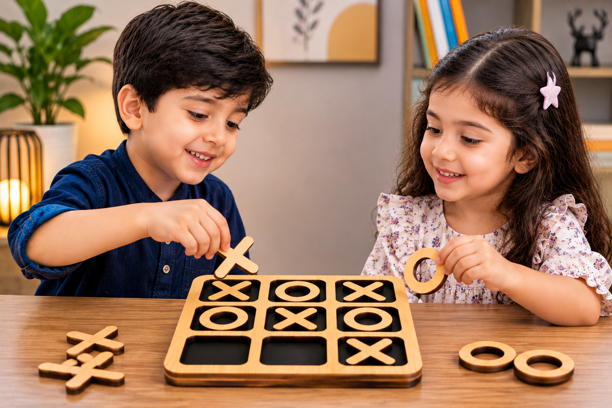 Wooden Tic Tac Toe Game - Educational Toy -