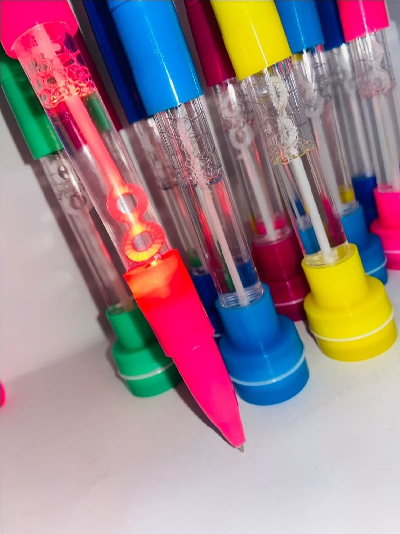 4-in-1 Pen with Stamp, Bubbles, Light, and Writing Function
