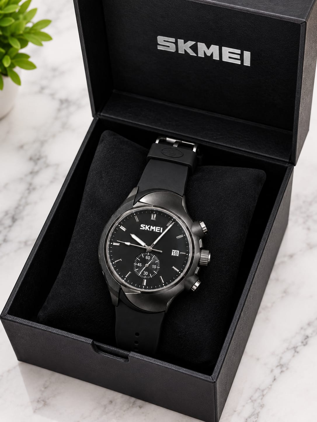 SKMEI Men’s Watch With Box– Stylish &amp; Durable Waterproof Wristwatch