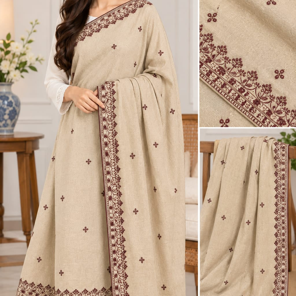 Premium Embroidered Wool Shawl