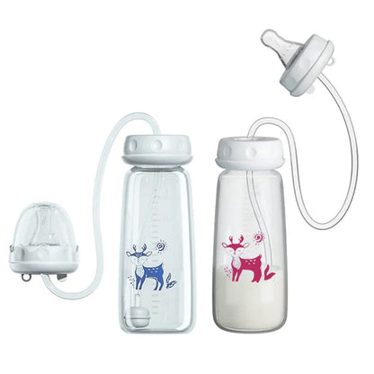 Hands-Free Baby Feeding Bottle with Pacifier &amp; Cleaning Brush