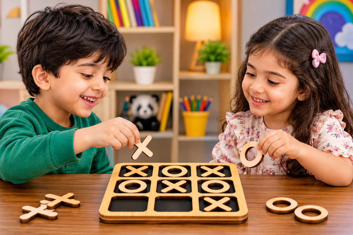 Wooden Tic Tac Toe Game - Educational Toy -