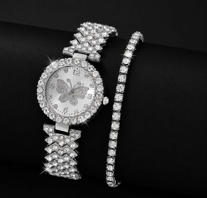 Butterfly Quartz Watch And Bracelet Set