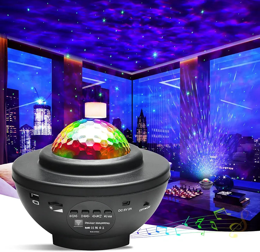 LED Night Light Projector with Bluetooth Speaker &amp; Remote