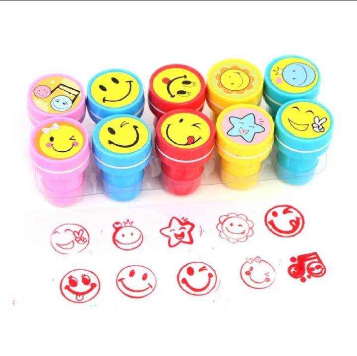 Pack of 10 - Cute Emoji Stamp Set Kids Arts 🤩