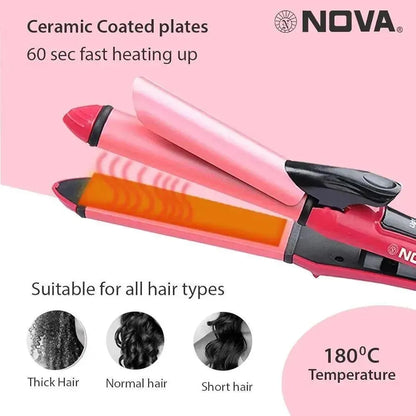 Nova Hair straightener &amp; Curler | 2-in-1 Dual-Use Styling Smooth Straightening